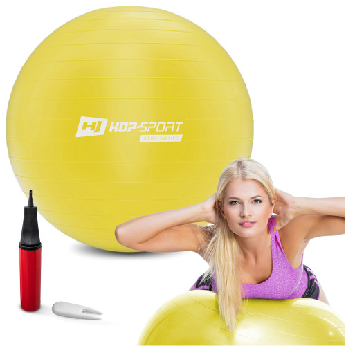 Фитбол  Hop-Sport 55cm HS-R055YB yellow + насос - фото №5